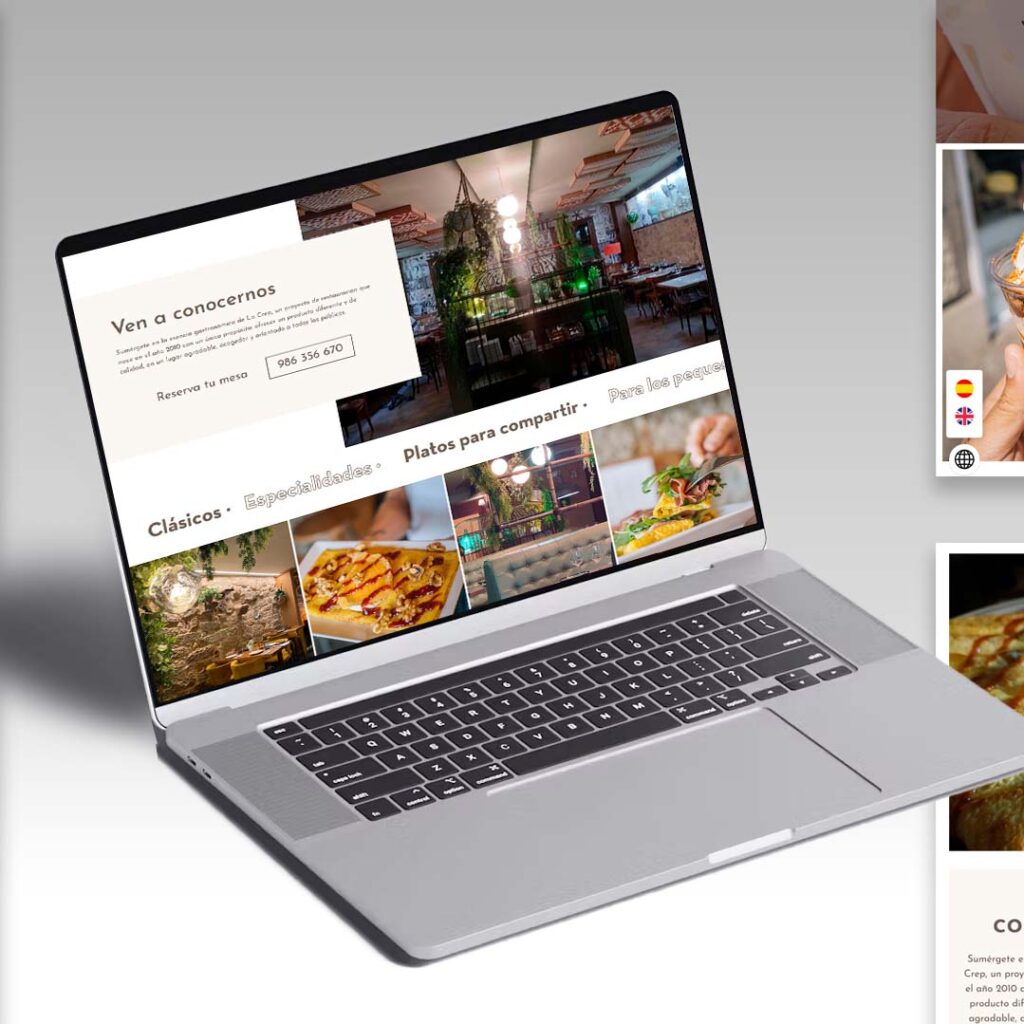 visualización de página web de franquicia de dulces en ordenador