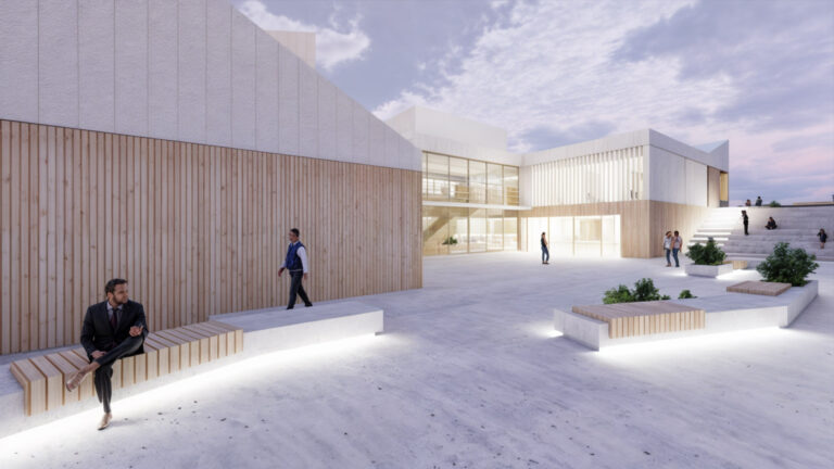 Propuesta de diseño para la fachada de acceso principal a la biblioteca de Ponteareas