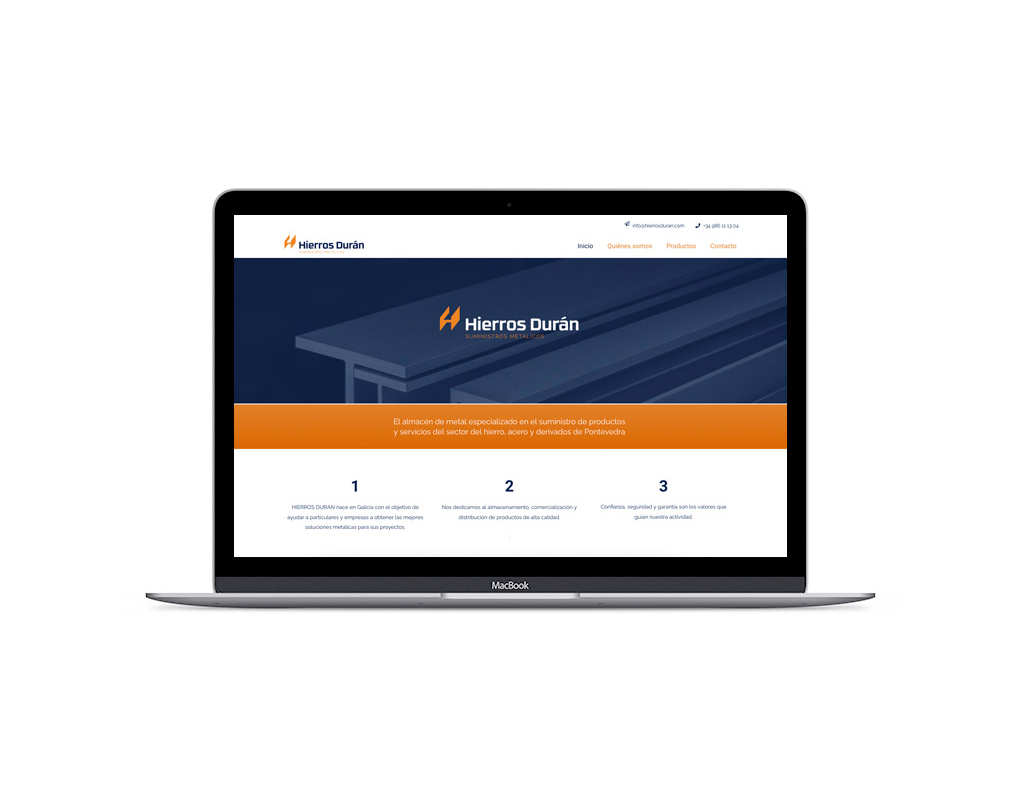 Ejemplo de diseño web realizado en Vigo para empresa de Hierros